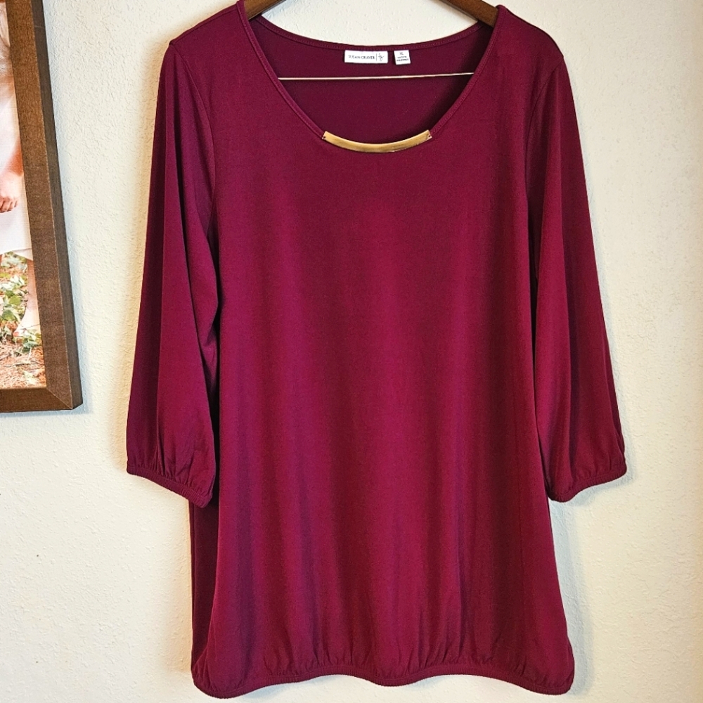 Susan Graver Plum Blouse Business Work Top XL